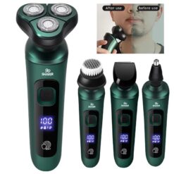 USB Rechargeable Electric Shaver with LCD Display, Triple-Head Razor