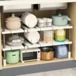 Adjustable Under Sink Storage Rack, Expandable Cabinet Organizer for Kitchen & Bathroom, Multi-Layer Space-Saving Shelf