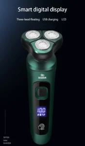 USB Rechargeable Electric Shaver with LCD Display, Triple-Head Razor