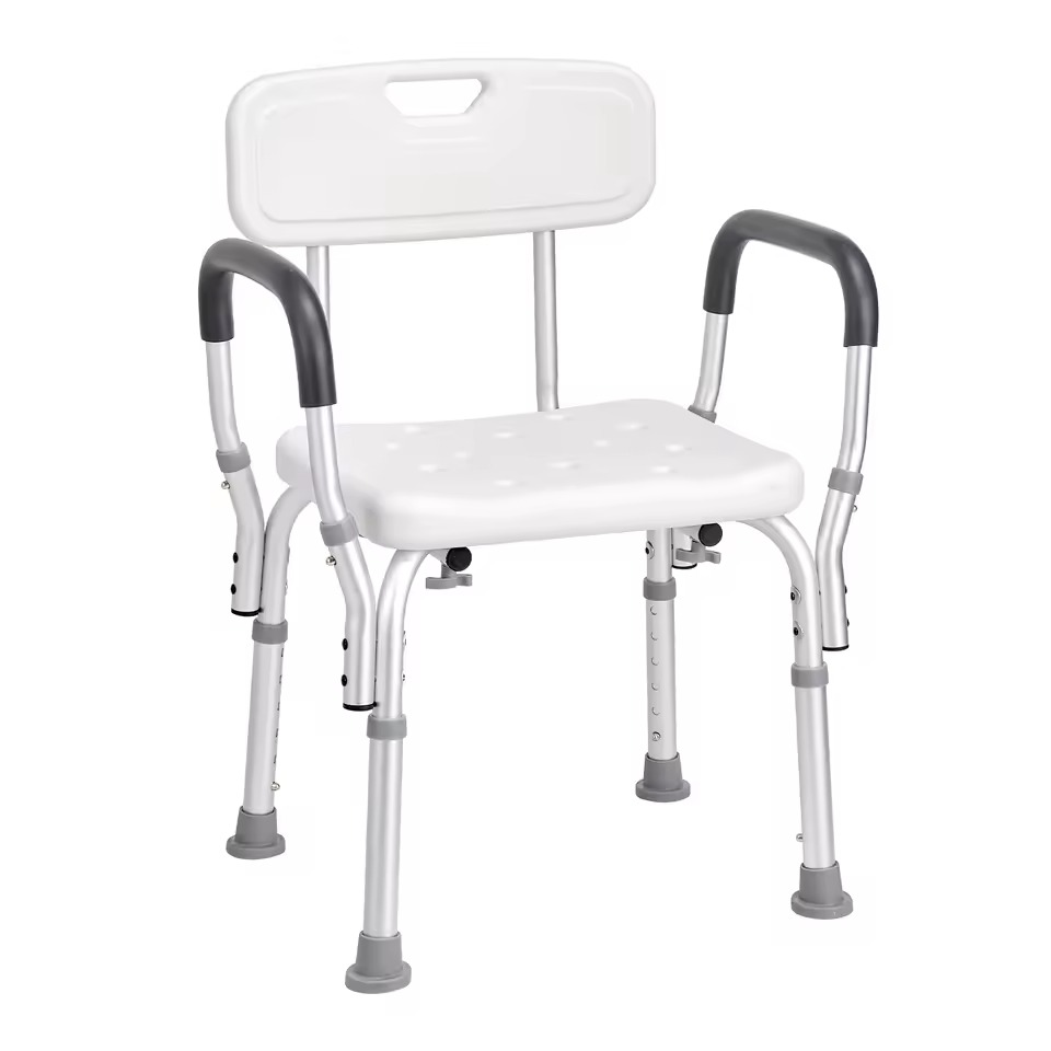 Ergonomic Adjustable Bathroom Bench - Waterproof Spa Seating with Backrest - White Adjustable Shower Chair with Back, Non-Slip Bath Seat for Elderly and Disabled