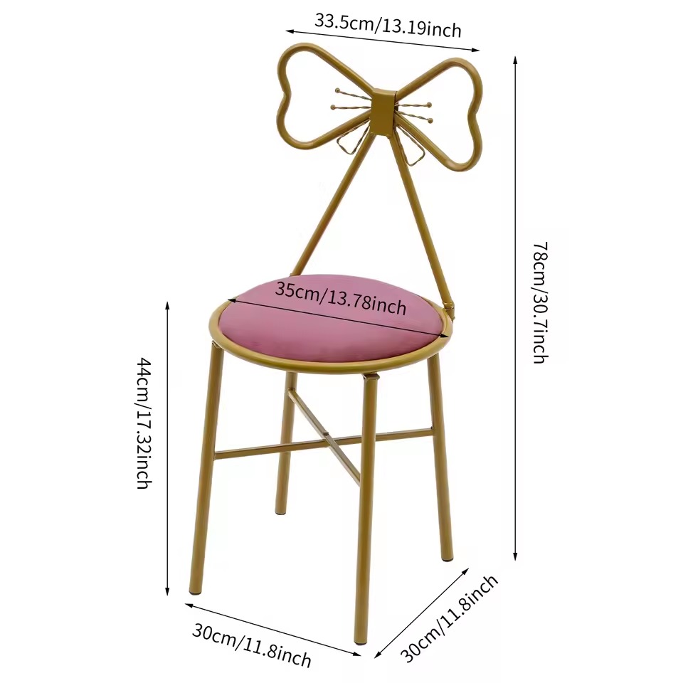 Pink Butterfly Backrest Chair, Metal Dining and Vanity Chair for Home Pink Butterfly Backrest Chair, Metal Dining and Vanity Chair for Home - Image 4