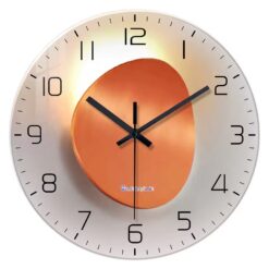 Tempered Glass Wall Clock with Flat Pattern, Silent Quartz Clock, 12–16 Inch