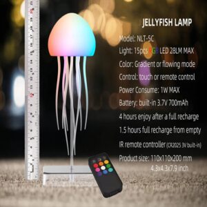 LED Jellyfish Lamp with 9 Tentacles, Color Gradient Light, Remote Control