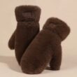 Women’s Winter Plush Gloves, Windproof Full Finger Warm Gloves