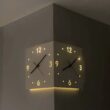 Double-Sided Corner Wall Clock with Luminous Display, Silent Movement