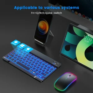 10-Inch Rechargeable Bluetooth Keyboard with RGB Backlight, Wireless Mini Keyboard