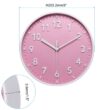 8-Inch Silent Wall Clock with 3D Numbers, Quartz Battery Operated, Pink