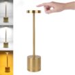 USB Rechargeable Touch Table Lamp with Stepless Dimming, 3 Color Bedside Lamp