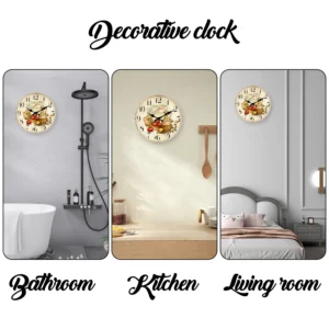 Vintage Provence Pattern Wooden Wall Clock, Silent Quartz Clock, 10–16 Inch