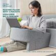 Extra Large Reading Pillow with Arms - Memory Foam Bed Rest Husband Cushion for Gaming & Back Support - Washable Cover