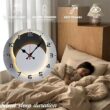 Moon Phase Wooden Wall Clock, Silent Round Hanging Clock
