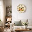 Vintage Provence Pattern Wooden Wall Clock, Silent Quartz Clock, 10–16 Inch
