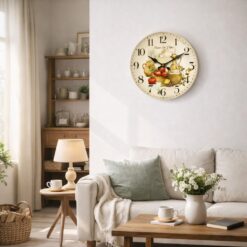 Vintage Provence Pattern Wooden Wall Clock, Silent Quartz Clock, 10–16 Inch