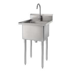 TRINITY 24-in x 21.5-in 1 -Basin 304 Grade Stainless Steel Freestanding Utility tub with Drain with Faucet