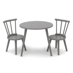 Delta Children Homestead Kids Table & 2 Chairs Set - Ideal for Arts & Crafts, Greenguard Gold Certified, Grey