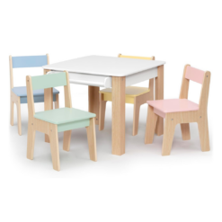 Delta Children - GapKids Table and 4 Chair Set with Paper Roll Holder - Greenguard Gold Certified, Pastel