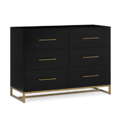 Delta Children Jade 6 Drawer Dresser with Interlock Drawer System, Black Ebony/Melted Bronze