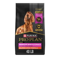 Purina Pro Plan Sensitive Skin and Stomach Dog Food Dry, Adult Salmon & Rice Formula, Digestive Health - 40 lb. Bag