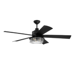 Craftmade Garrick 56-in Flat black with Flat black Blades Integrated LED Uncovered Outdoor Ceiling Fan With Light 5 -Blade