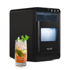 Newair Nugget Ice Maker Countertop, 44 lbs in 24 Hours Ice Machine Nugget, Self Cleaning Ice Maker in Black Stainless Steel