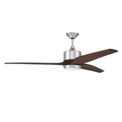Craftmade Mobi 60-in Chrome with Walnut Blades Integrated LED Ceiling Fan With Light 3 -Blade