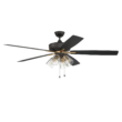 Craftmade Super Pro 104 60-in Flat Black/Satin Brass with Black Walnut/Flat Black Blades Ceiling Fan With Light 5 -Blade