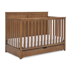 Simmons Kids Logan 6-in-1 Convertible Crib with Underdrawer - Greenguard Gold Certified, Chestnut
