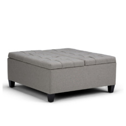 Simpli Home Harrison Casual Dove Grey Storage Ottoman