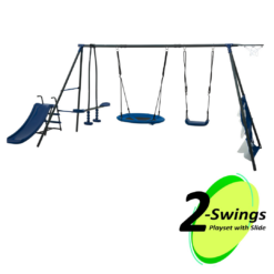 Fun Orange Kids Residential Steel Playset with 2 Swings and Slide Included