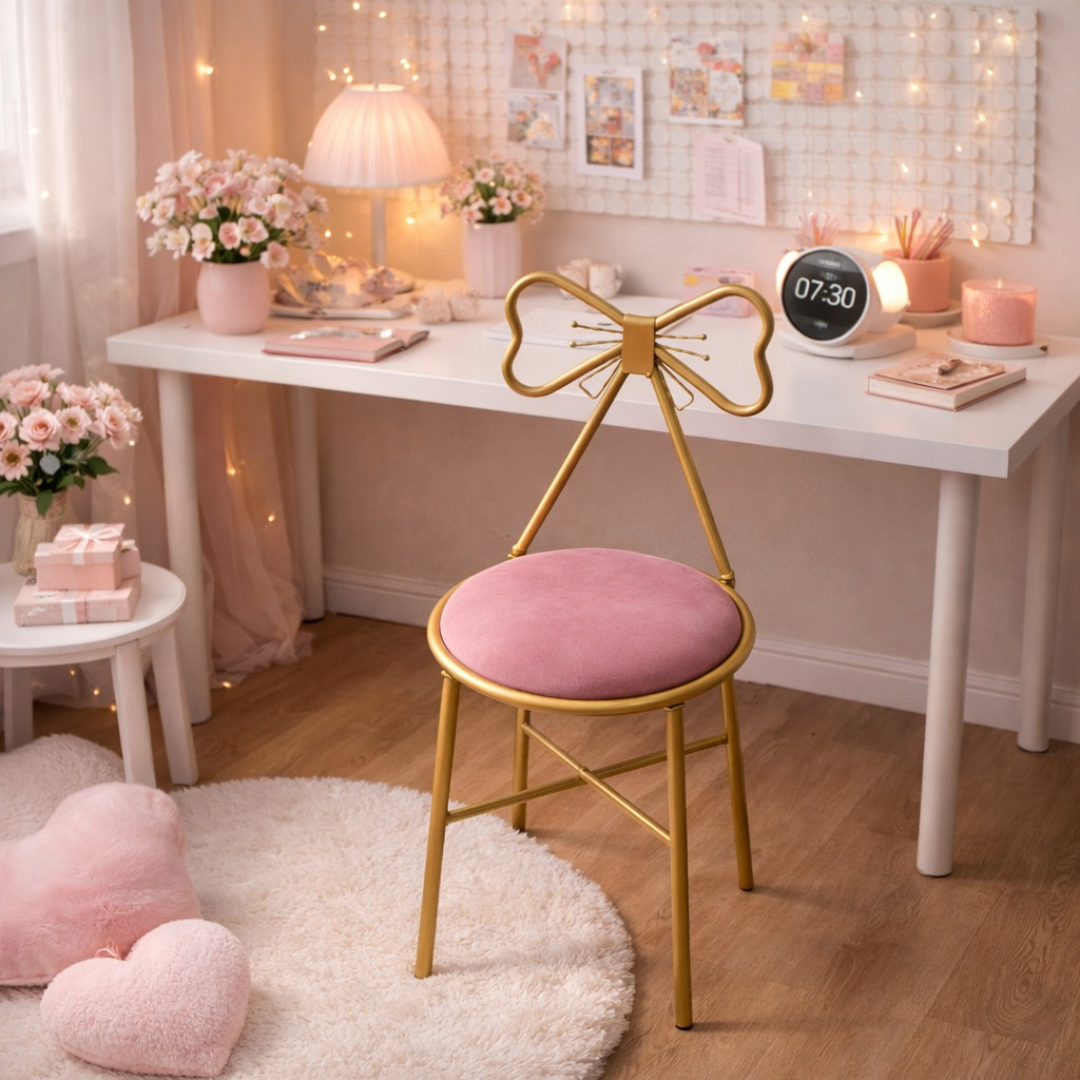 Pink Butterfly Backrest Chair, Metal Dining and Vanity Chair for Home Pink Butterfly Backrest Chair, Metal Dining and Vanity Chair for Home