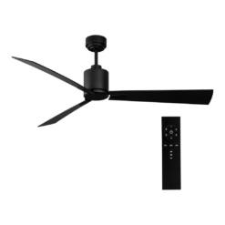 iLiving Quiet BLDC Indoor Ceiling Fan with Remote Control, 3 Blades 6 Speeds, 56 Inches, 6300 CFM, Black/Wood Finish