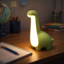 Dinosaur Night Light for Kids – USB Rechargeable Bedside Lamp with Timer
