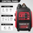 2500W Inverter Generator, Manual Start, Fuel Efficient, with CO Alarm and USB Output for Home and Outdoor Use