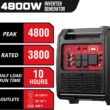 PowerSmart 4800-Watt Portable Inverter Generator with Wheels Handle Kit, CO Protect, Quiet, 30 Amp for RV-Ready, HB5046C