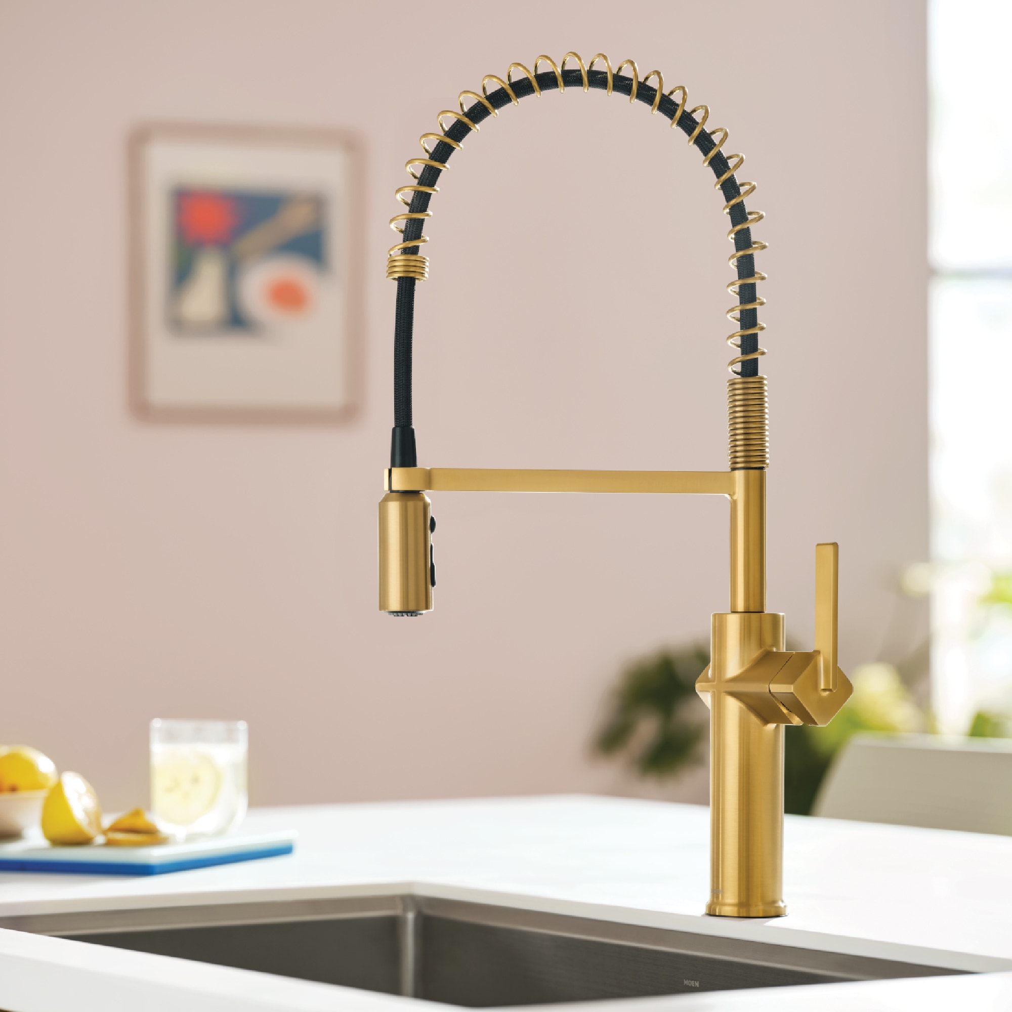 Moen Joric Brushed Gold Single Handle Deck-mount Pull-down Kitchen Faucet with Sprayer (Includes Deck Plate) Moen Joric Brushed Gold Single Handle Deck-mount Pull-down Kitchen Faucet with Sprayer (Includes Deck Plate)