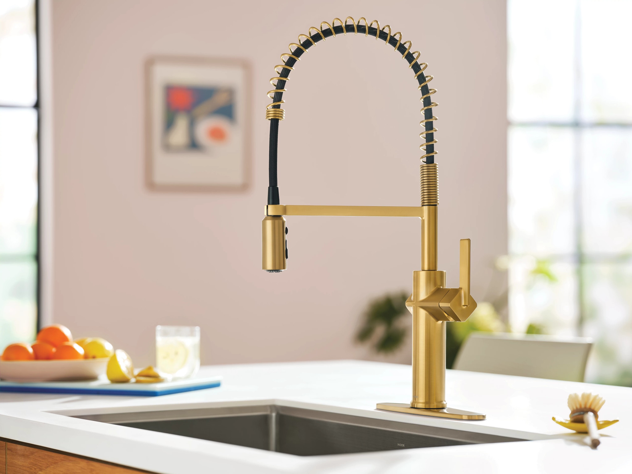 Moen Joric Brushed Gold Single Handle Deck-mount Pull-down Kitchen Faucet with Sprayer (Includes Deck Plate) Moen Joric Brushed Gold Single Handle Deck-mount Pull-down Kitchen Faucet with Sprayer (Includes Deck Plate)