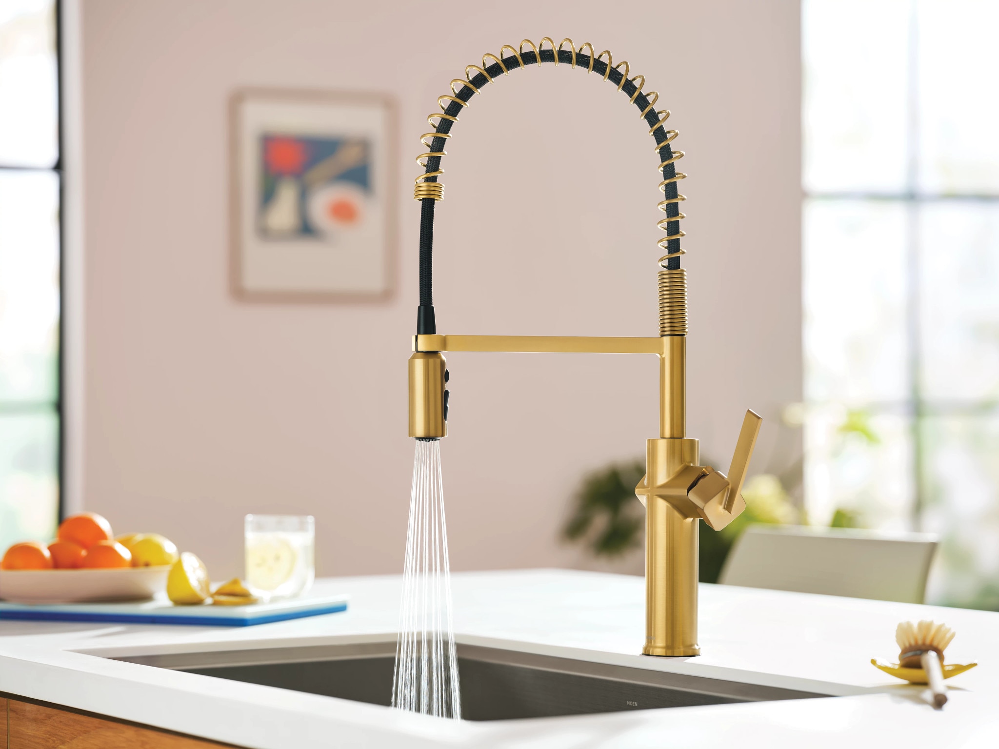 Moen Joric Brushed Gold Single Handle Deck-mount Pull-down Kitchen Faucet with Sprayer (Includes Deck Plate) Moen Joric Brushed Gold Single Handle Deck-mount Pull-down Kitchen Faucet with Sprayer (Includes Deck Plate)