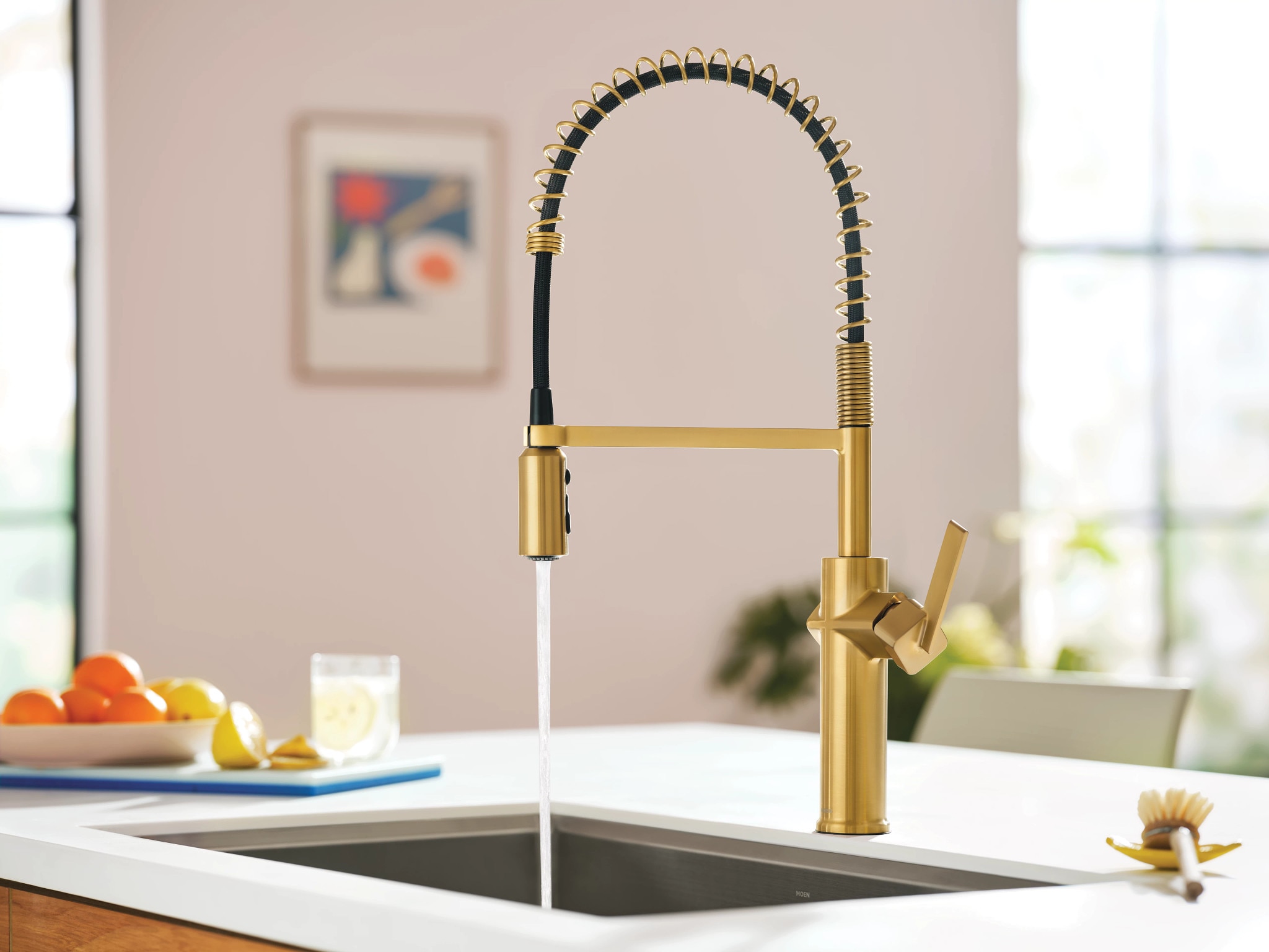 Moen Joric Brushed Gold Single Handle Deck-mount Pull-down Kitchen Faucet with Sprayer (Includes Deck Plate) Moen Joric Brushed Gold Single Handle Deck-mount Pull-down Kitchen Faucet with Sprayer (Includes Deck Plate)