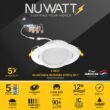 NUWATT Ultra Slim Gimbal Adjustable Lens White 6-in 1050 -Lumens Switchable Round Dimmable LED Canless Damp rated Recessed Downlight 12 -Pack