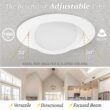 NUWATT Ultra Slim Gimbal Adjustable Lens White 6-in 1050 -Lumens Switchable Round Dimmable LED Canless Damp rated Recessed Downlight 12 -Pack