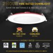 NUWATT 2 Hour Fire Rated Lights White 6-in 1200 -Lumens Switchable Round Dimmable LED Canless Wet rated Recessed Downlight 12 -Pack