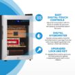 NewAir 18.50-in x 13.60-in x 19.30-in Stainless Steel Freestanding Table humidor with Digital Hygrometer (Holds 250 Cigars)