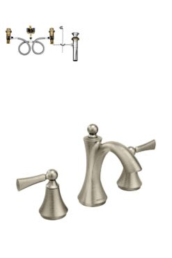 Moen Wynford Brushed Nickel Widespread 2-handle WaterSense High-arc Commercial/Residential Handle Bathroom Sink Faucet with Drain