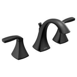 Moen Matte Black Widespread 2-handle WaterSense Mid-arc Commercial/Residential Handle Bathroom Sink Faucet with Drain