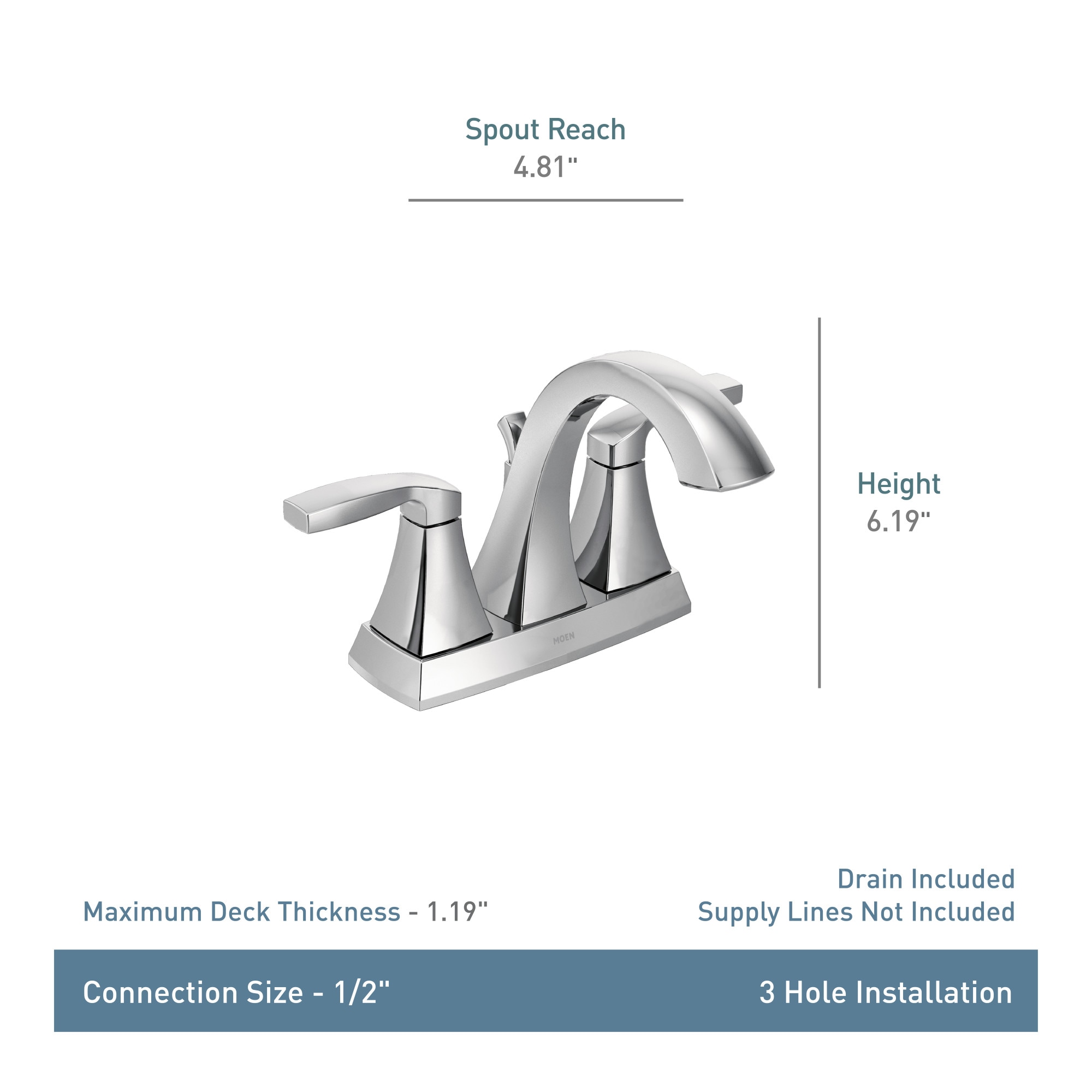 Moen Matte Black 4-in centerset 2-handle WaterSense High-arc Commercial/Residential Handle Bathroom Sink Faucet with Drain with Deck Plate Moen Matte Black 4-in centerset 2-handle WaterSense High-arc Commercial/Residential Handle Bathroom Sink Faucet with Drain with Deck Plate