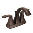 Moen Oil Rubbed Bronze 4-in centerset 2-handle WaterSense High-arc Commercial/Residential Handle Bathroom Sink Faucet with Drain with Deck Plate