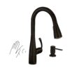 Moen Essie Mediterranean Bronze Single Handle Deck-mount Touchless Pull-down Kitchen Faucet with Sprayer (Includes Deck Plate) (Includes Soap Dispenser)