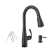 Moen Essie Matte Black Single Handle Deck-mount Touchless Pull-down Kitchen Faucet with Sprayer (Includes Deck Plate) (Includes Soap Dispenser)