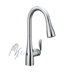 Moen Arbor Chrome Single Handle Deck-mount Touchless Pull-down Kitchen Faucet with Sprayer (Includes Deck Plate)