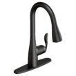 Moen Arbor Matte Black Single Handle Deck-mount Pull-down Kitchen Faucet with Sprayer (Includes Deck Plate)